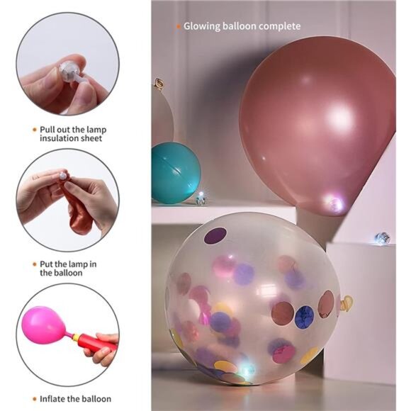 100pcs White Balloon Lights,Long Standby Time Waterproof Mini Light,Battery - Picture 5 of 7